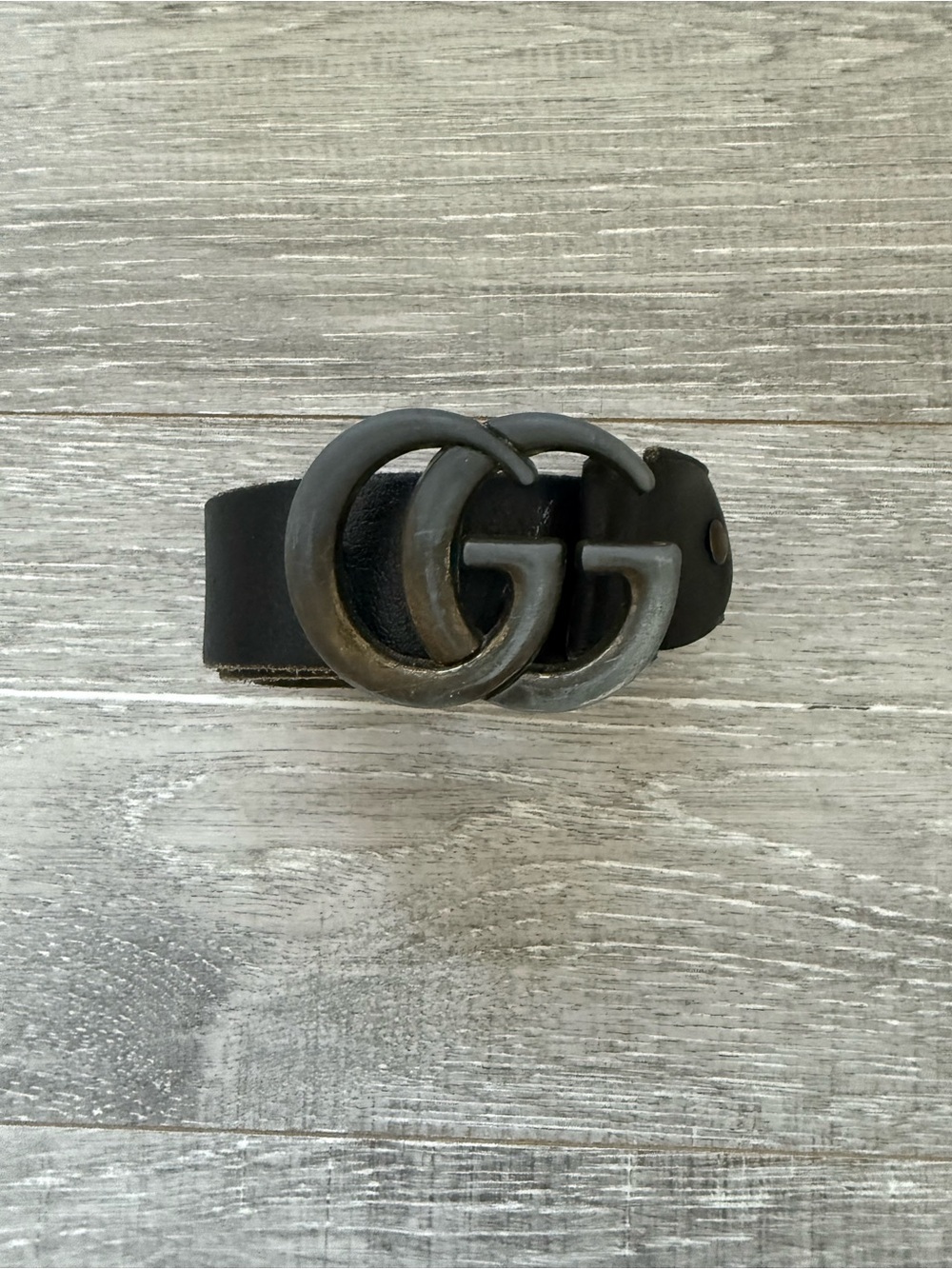 Gucci Black Leather Belt with Double G Matte Buckle